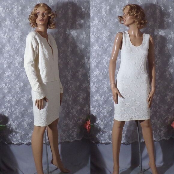 Vintage 90s White Dress & Jacket 1990s Icing Pamela Anderson Wiggle Size Small - Picture 1 of 7